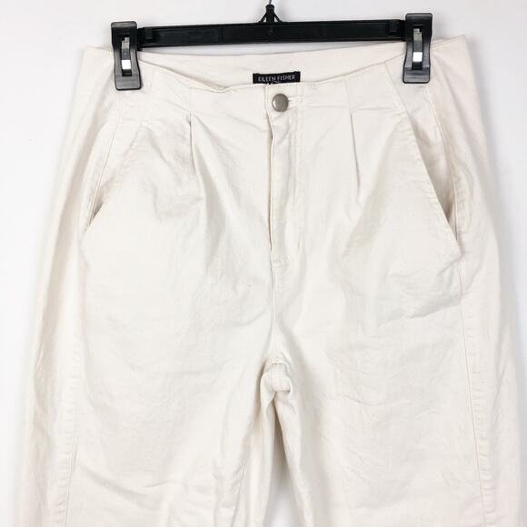 EILEEN FISHER Womens Denim Pants 6 Cream Organic Cotton Taper Natural Easy Fit - Picture 5 of 10
